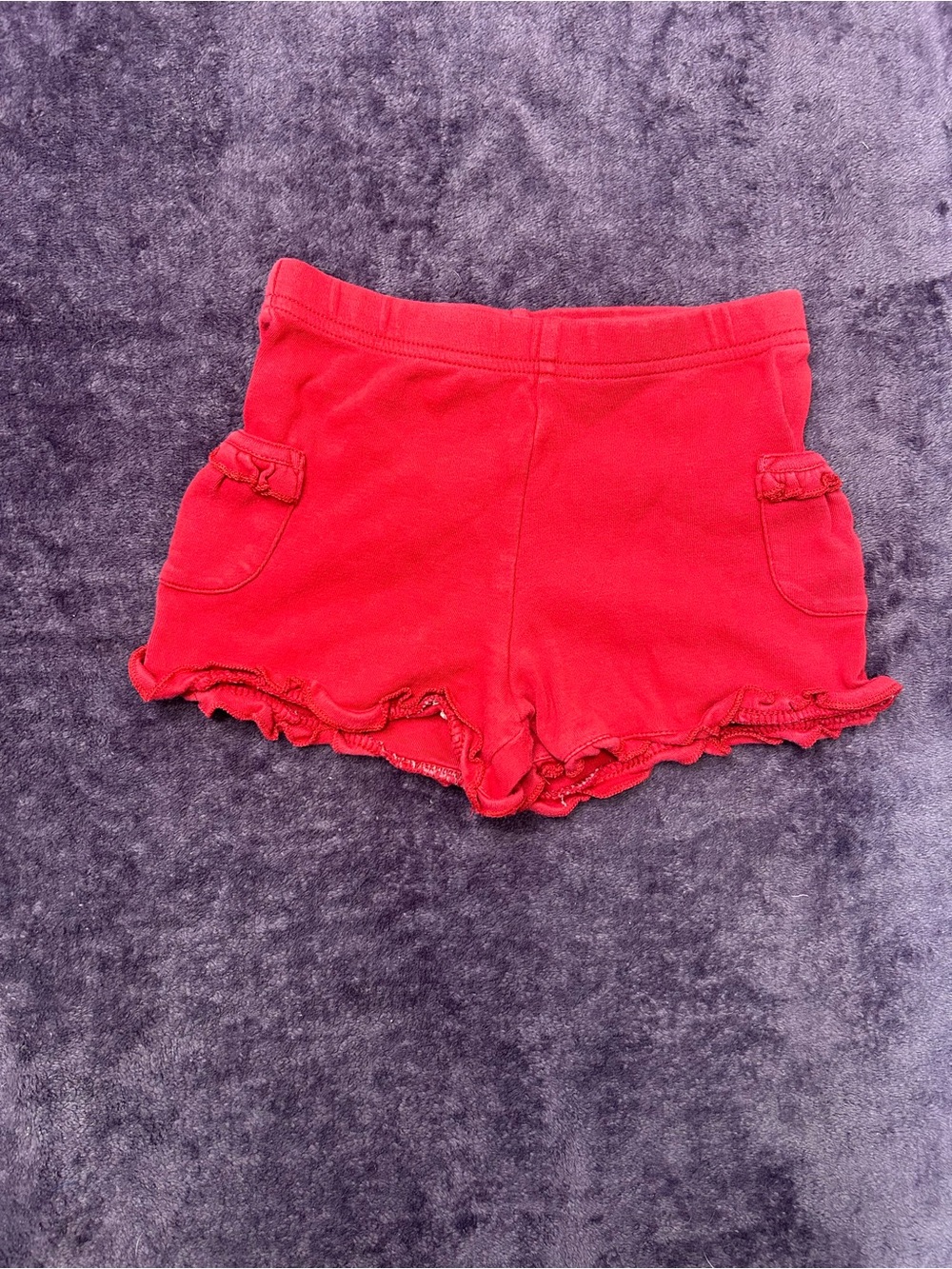 Copper Key Red High-Waist Ruffle Hem Shorts